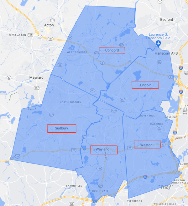 Beacon Driving School Service Area Map